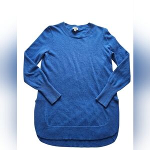 J. Crew Merino Wool Blend Tunic Hem Sweater Blue Small Academia Normcore Preppy